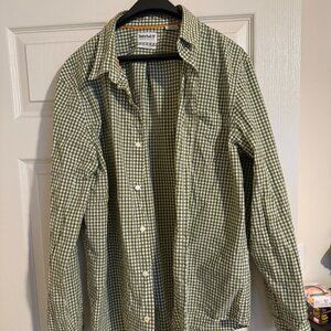 Men's Timberland Green and White Checked Button Down Shirt - Size XL